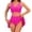 S10-Hot Pink, variant on Swimwear Women V Neck High Waist Tankini Solid Color Resort And Beachwear With Stylish Ruched Skirted Bottom L Black