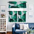 thumbnail image 2 of Abstract Stitching Kitchen Curtains Valances and Tiers Set of 3 White Green Curve Gradient Tier Curtains and Valance with Rod Pocket for Small Windows, 27.5"x36", 2 of 9