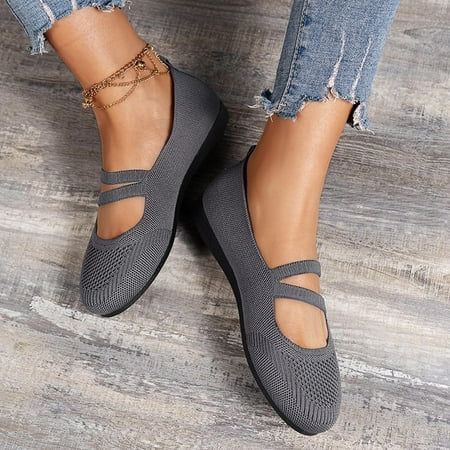 

Summer Saving Clearance! Tuobarr Womens Dress Shoes Womens Multicolor Round-Toe Flats Shoes Lightweight Soft Sneakers Casual Shoe Gray US Size 7.5