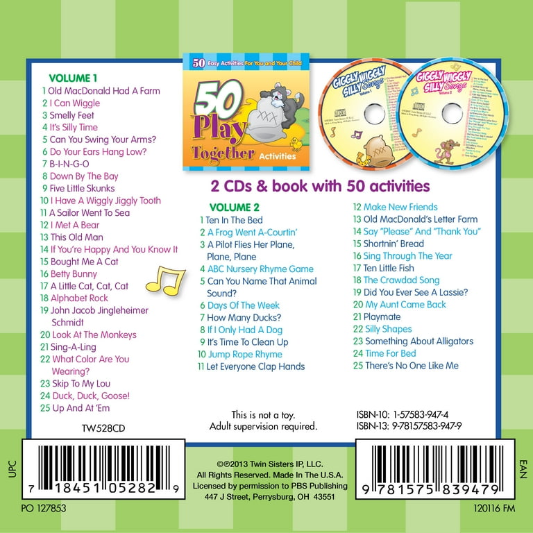 Twin Sisters TW528CD 50 Giggly Wiggly Silly Songs 2-CD Twin Sisters TW528CD 50 Giggly Wiggly Silly Songs 2-CD