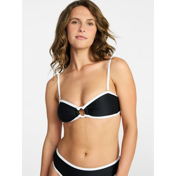 Time and Tru Women's and Women's Plus Size Go Time Strapless Bandeau Bikini Top with O-Ring, Sizes XS-3X