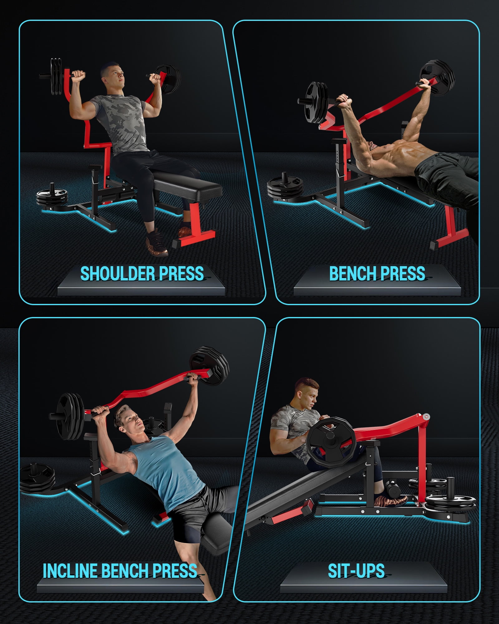 1050 LB Chest Press Machine for Home Gym - Adjustable Flat/Incline Bench with Independent Converging Arms, Multi-Functional Upper Body Workout Station