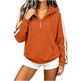 thumbnail image 5 of DIOAZUD Women's Quarter Zip Hoodie Oversized Drop Shoulder Long Sleeve Hooded Sweatshirt with Kangaroo Pocket Casual Pullover Orange S-XXL, 5 of 8