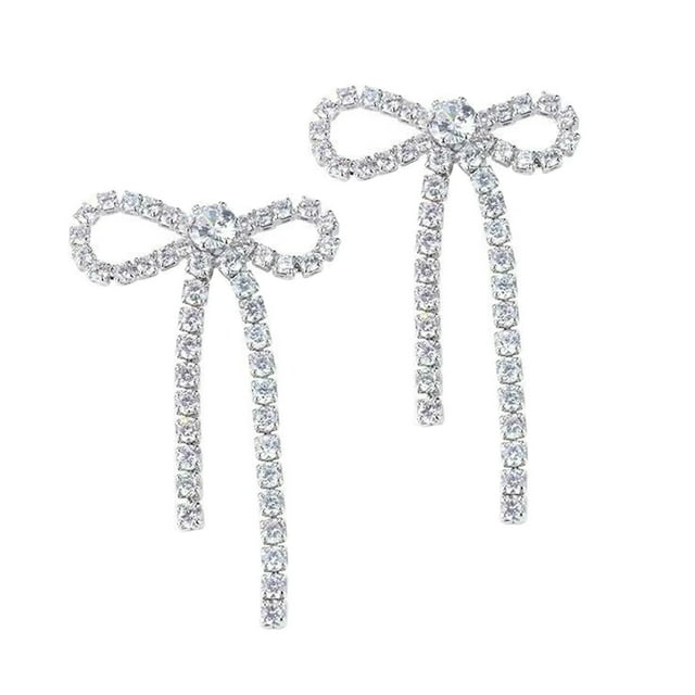 BEADCEST Pendientes De Moño De Metal Plateado Para Mujer Con Estilo Delicado Y Uso Como Accesorio