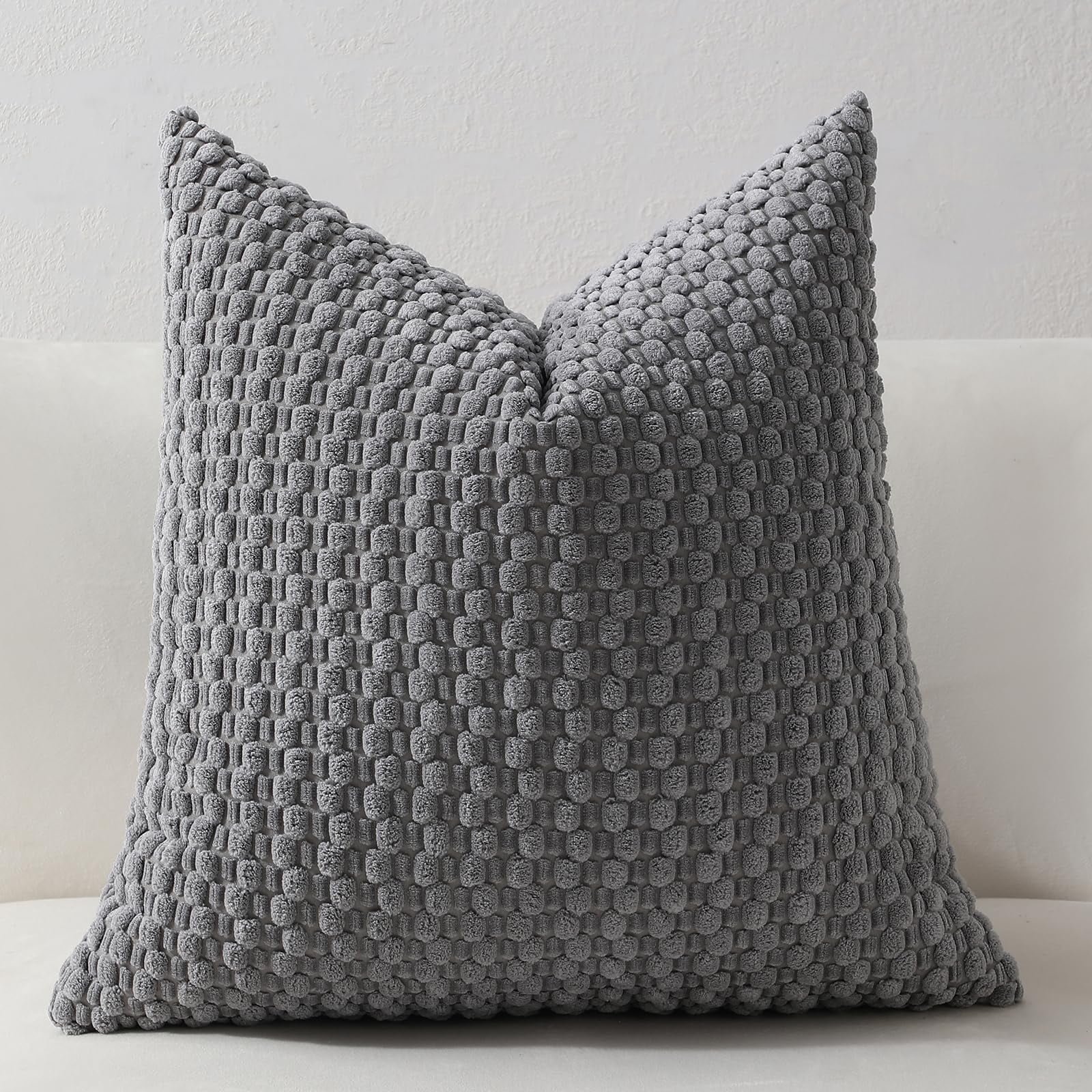 4-Piece Sofa Pillow Cover Set 20x20/18x18 inches, Soft Neutral Color Decorative Cushion Covers, Bohemian Corduroy Square Modern Pillowcases, Suitable for Sofa Living Room Bedding
