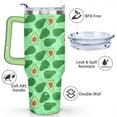 thumbnail image 3 of 40oz Avocado Tumbler with Handle & Straw, Stainless Steel Insulated Cup, Leak Proof Travel Mug, Keeps Drinks Hot/Cold,Coffee Cup, Gifts for Women Men, 3 of 7