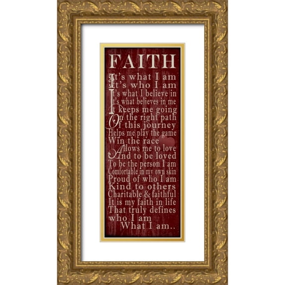 Wolk, Lisa 15x32 Gold Ornate Wood Framed with Double Matting Museum Art Print Titled - Faith Sentiments