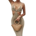 thumbnail image 1 of Gupgi Womens Solid Color Hollow Backless Tight Suspender Long Dress, 1 of 4