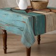 thumbnail image 4 of Texas Star Rustic Table Cloth Waterproof Tablecloths, Western Teal Brown Ombre Wooden Vintage Tablecloth Dining Table Cover for Kitchen Party Tabletop Outdoor, Square Tablecloth 60x60 Inch, 4 of 9