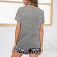 thumbnail image 2 of Defitshape Women's Short Sleeve Pajama Set 2 Piece Sleepwear Elastic Band Bow Knot with Pockets Leopard Pj Sets Shorts Loungewear Cotton Printed Crew Neck Grey X-Large, 2 of 3