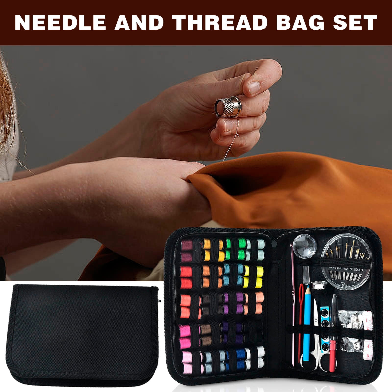 128PCS Sewing Kit Basic,MINzYI Needle and Thread Kit with Sewing Supplies and Accessories for Adults,Kids,Beginner,Home,Travel,Emergency Including Scissors,Measure Tape,Needle Threader and More(1Set)