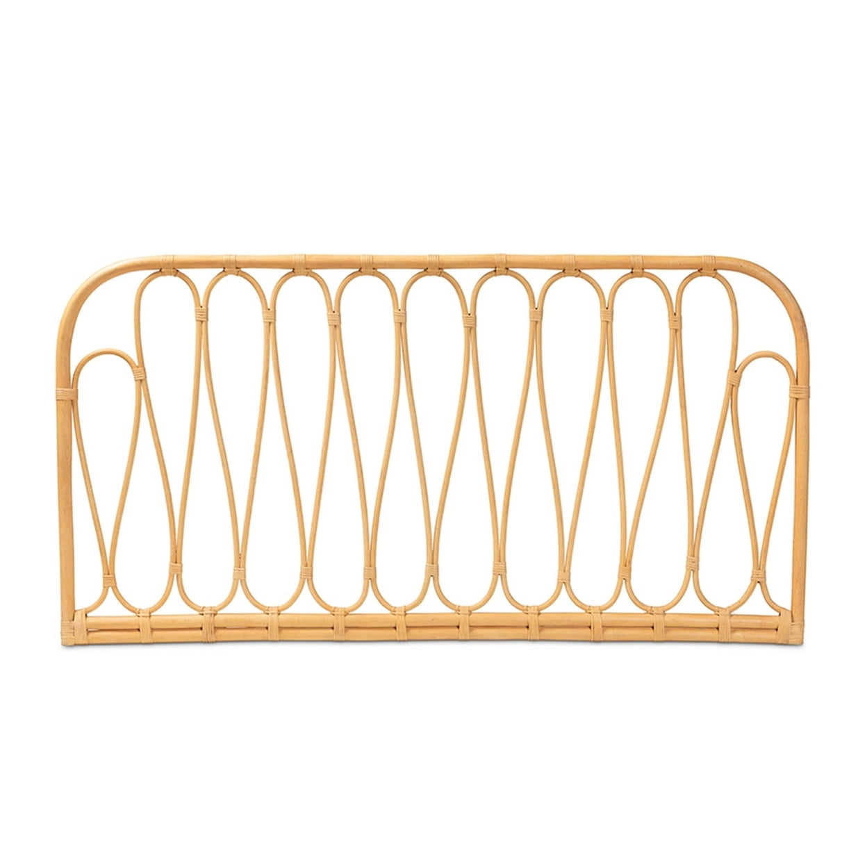 Baxton Studio Carrick Modern Bohemian Natural Brown Rattan Queen Size Wall-mount Headboard