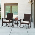 thumbnail image 2 of Outsunny 3 Pieces Patio Wicker Rocking Chair Set,  Outdoor PE Rattan Bistro Set Conversation Rocker Set with 2 Chairs 1 Coffee Table for Backyard, Deck, Poolside, Cream White, 2 of 10
