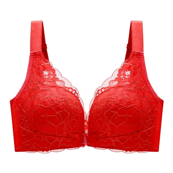 Women's Comfortable Front Buckle Bra Beautiful Back Summer Large Size Adjustable Bra Full Coverage Padded Bras for Women