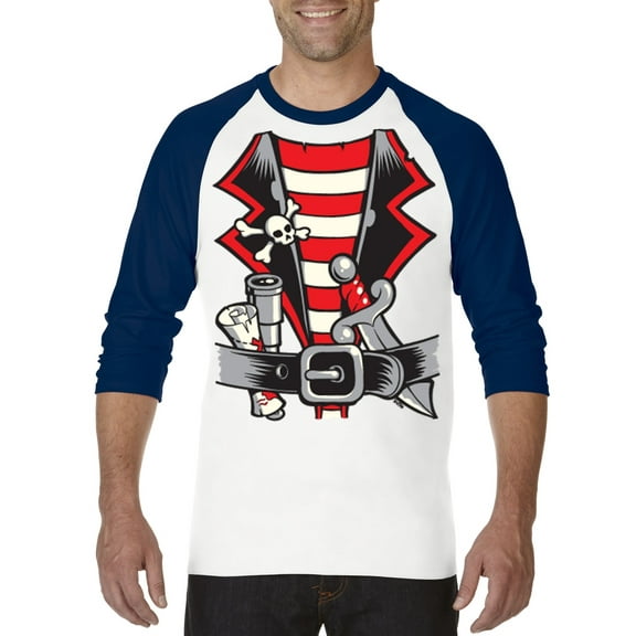 MmF - Mens Raglan Sleeve Baseball T-Shirts, up to Size 3XL - Pirate Costume