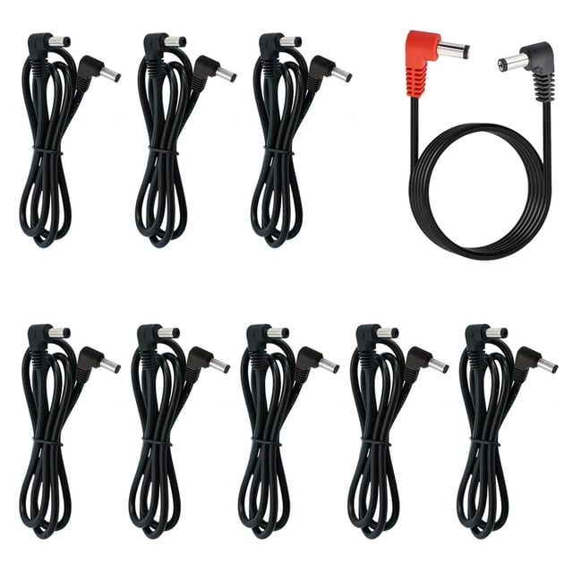 Cable de Alimentación de Pedal AYCRIT Negro Ángulo Recto 12 Pulgadas Paquete de 9