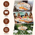 thumbnail image 7 of Thanksgiving Round Tablecloth, Fitted Table Cover with Elastic for 45"-54" Round Tables, Orange White Pumpkin Maple Leaf Branches Table Cloth Outdoor Indoor Dinning Party Waterproof Tablecloths, 7 of 7
