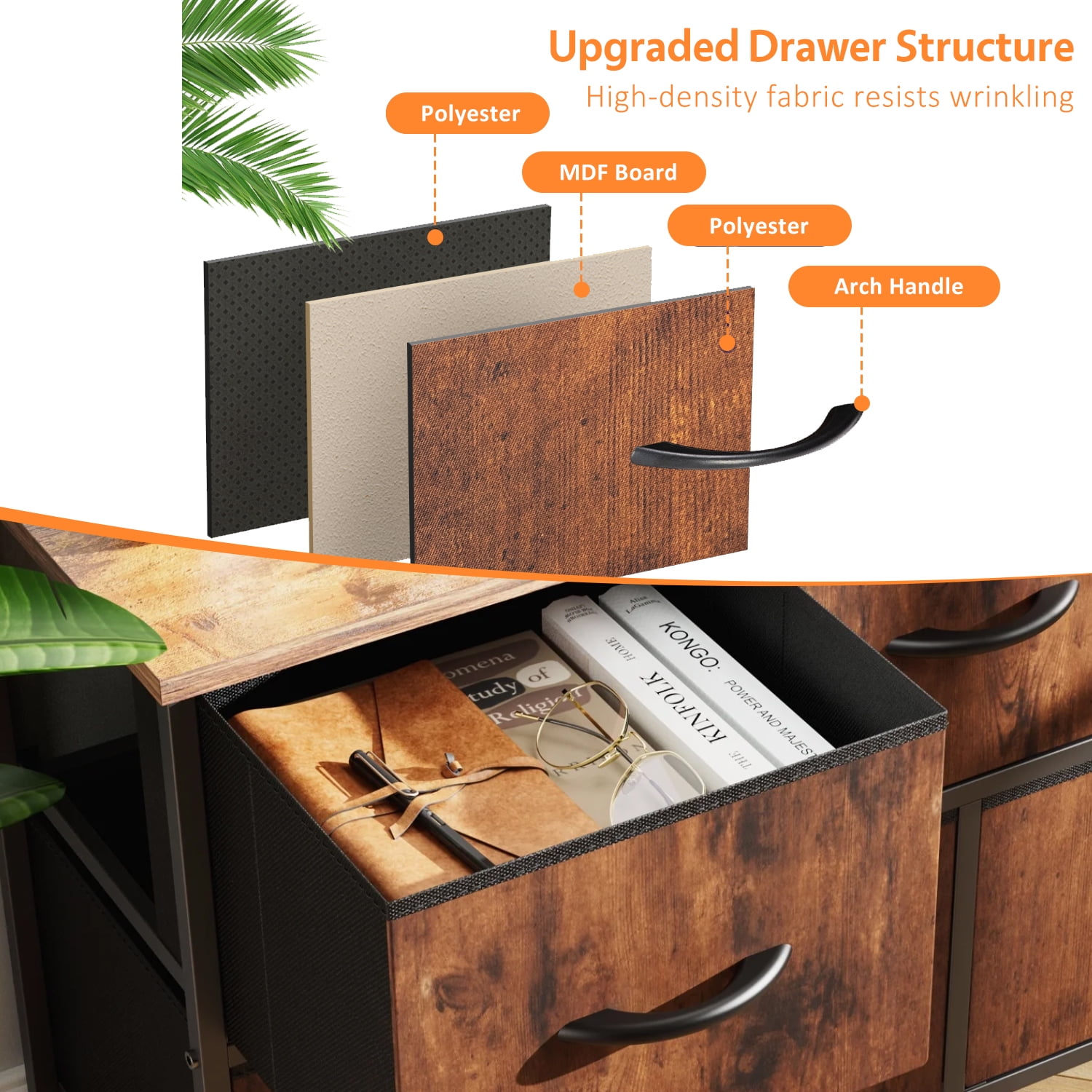 Modern 8 Drawer Fabric Dresser, Chest of Drawer Organizer Storage Cabinet for Bedroom Clothes Closet, Entryway,Brown