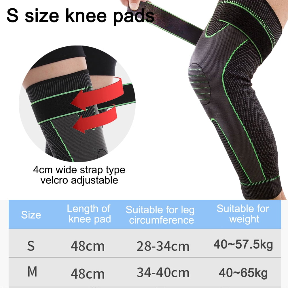 Full Leg Sleeves Long Compression Leg Sleeve Knee Pads Protect Leg for Man Women-green-S