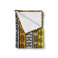 thumbnail image 2 of Tribal Soft Flannel Fleece Throw Blanket, Motifs with Hand Drawn Style Borders Pattern Artwork, Cozy Plush for Indoor and Outdoor Use, 50" x 70", Black Orange and Yellow, by Ambesonne, 2 of 6