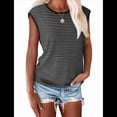 thumbnail image 2 of Tops de Mujer Elegantes e Informales de Verano A Rayas, Tops de Corta con Bloques de Color, Corte Holgado, Negro L, 2 of 9
