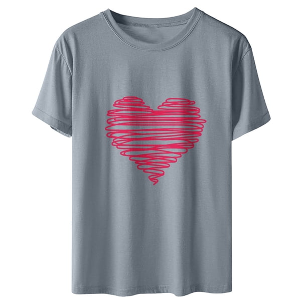 Camiseta de mujer Camisetas divertidas y lindas de manga corta Camiseta de otoño Hearth Love Camiseta de regalo Tops Blusa Regalo para parejas Pompotops hfajkhk124737
