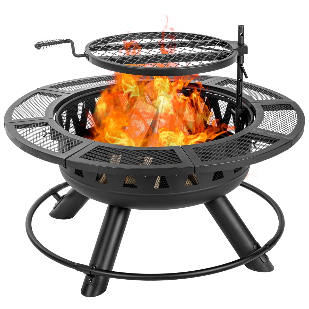 Aimee Lii 36" Fire Pit for Outside Wood Burning Fire Pit Tables with Metal Lid, BBQ Net for Camping, Outdoor Heating, Bonfire, and Picnic, Black Aimee Lii 36" Fire Pit for Outside Wood Burning Fire Pit Tables with Metal Lid, BBQ Net for Camping, Outdoor Heating, Bonfire, and Picnic, Black