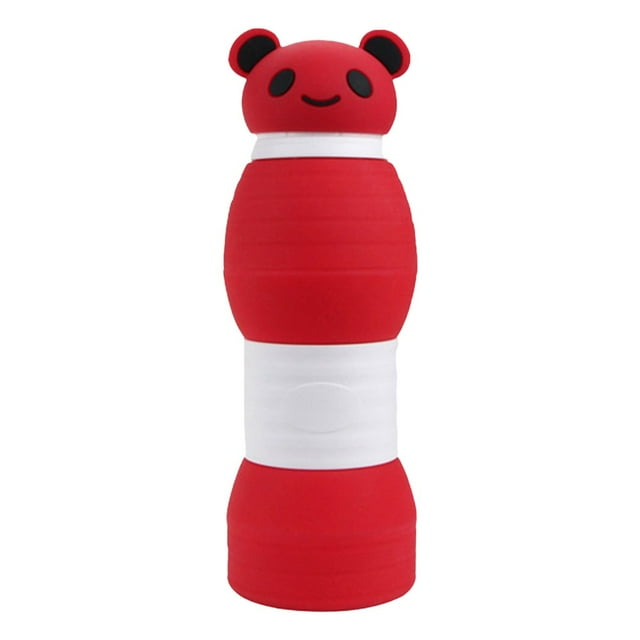 600ml Foldable Water Kettle BPA Free Large Capacity Drinkware Panda Foldable Silicone Water Bottle for Kids