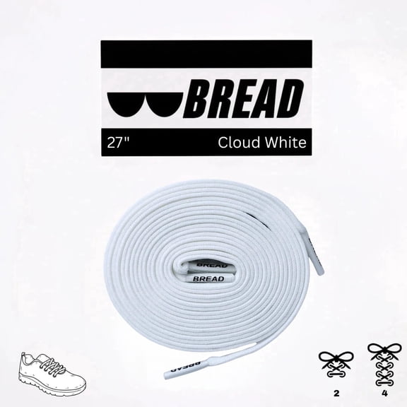 Bread Elastic Shoelaces, No Tie Stretch Shoelaces for Easy Slip-On, Cloud White, 27"