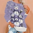 thumbnail image 6 of Women's Vintage Christmas Animal Graphic Round Neck Sweatshirt, Ugly Sweater Long Sleeve Casual Pullover Top, Holiday Party Fashion Blouse,Purple,M, 6 of 6