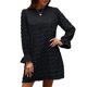 thumbnail image 4 of Vestido De Manga Larga Para Mujer, Vestido De Manga Larga Con Cuello Redondo Y Orillo Fibroso Cómodo Cuello Redondo Para Dama Para Vacaciones Para Club ANGGREK No, 4 of 6