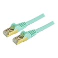 thumbnail image 2 of StarTech.com 20ft CAT6A Ethernet Cable, 10 Gigabit Shielded Snagless RJ45 100W PoE Patch Cord, CAT 6A 10GbE STP Network Cable w/Strain Relief, Aqua, Fluke Tested/UL Certified Wiring/TIA - Category 6A - 26AWG (C6ASPAT20AQ) - Patch cable - RJ-45 (M) to RJ-45 (M) - 20 ft - STP - CAT 6a - molded, snagless - aqua, 2 of 5
