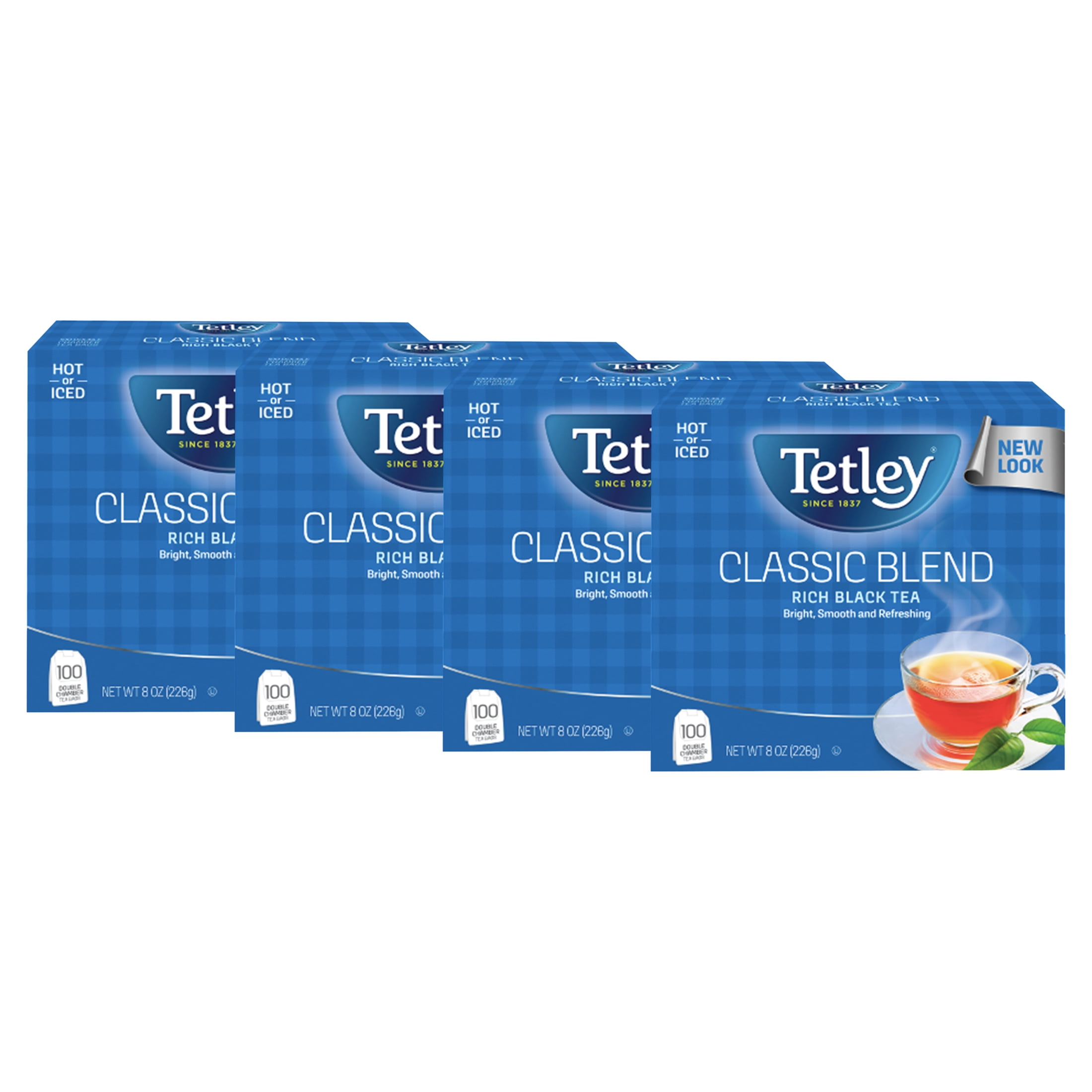 (4 pack) Tetley Classic Blend Rich Black Tea, 100 Count Tea Bags
