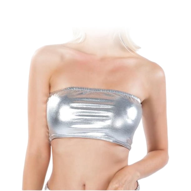 Top Bandeau para mujer Camisola Traje de baño Color sólido para Festival de música Escenario Danza del vientre Traje de club Argén Baoblaze Top de tubo de mujer