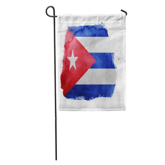 POGLIP Colorful Cuban Watercolor Flag Cuba Color Drawing White Bright Celebration Garden Flag Decorative Flag House Banner 12x18 inch