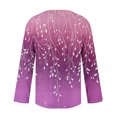 thumbnail image 4 of Uootdi Tops for Women Asymmetrical Lapel V Neck 3/4 Sleeve Side Button Front Gradient Willow Leaf All Over Print Soft Woven Vacation Tops for Women Loose Fit Coastal Holiday Airy Womens Tees, 4 of 5