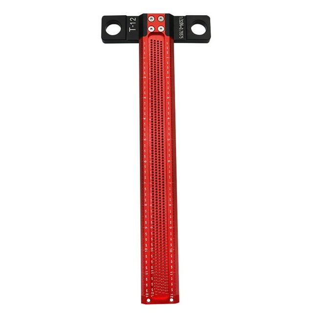 Yeacher T12 Woodworking T Type Ruler Aluminium Alloy Metal Ruler Utility Drafting Tools Architectural Drawing Ruler Hole Draw Line Parallel Vertical Line Drawing