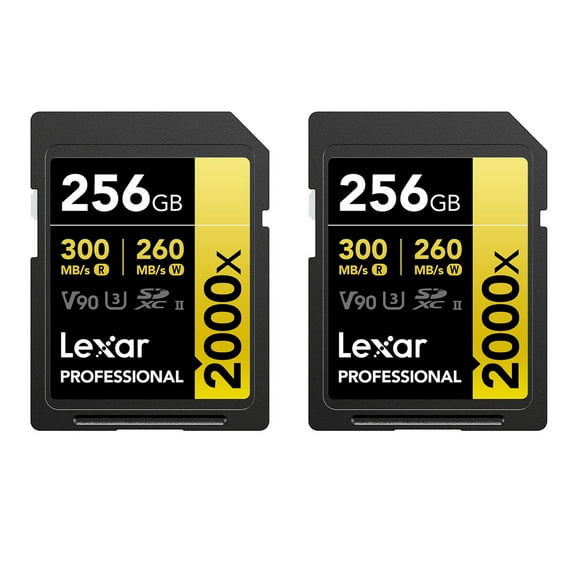 Lexar GOLD Series Professional 2000x 256GB UHS-II SDXC Memory Card, 2-Pack