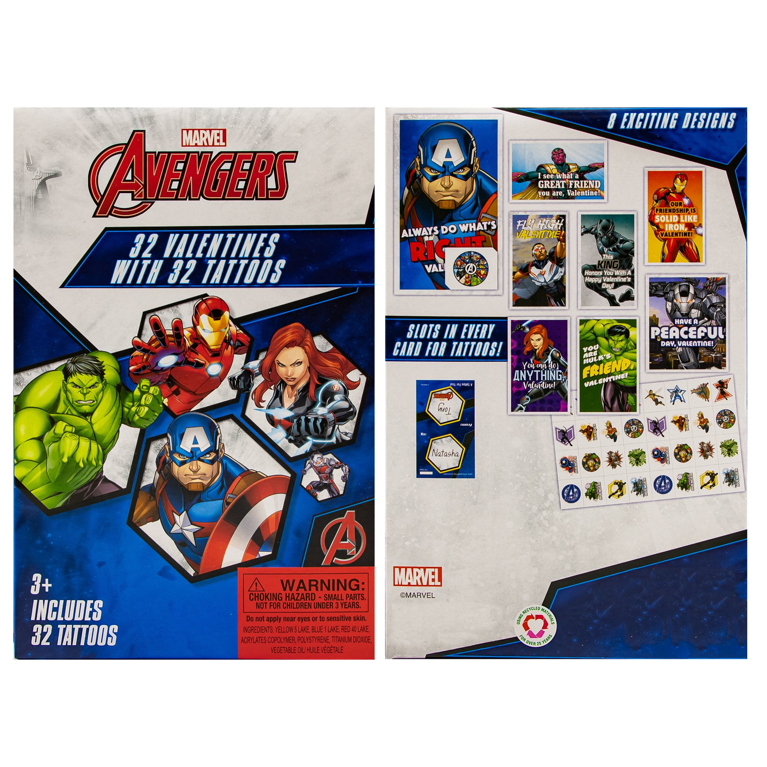 Marvel Captain America Civil War with Tattoos Valentines Day Cards Box of 32 