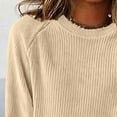 thumbnail image 7 of yoeyez Womens Corduroy Tops Long Sleeve Lightweight Crewneck Sweatshirt Soft Basic Ribbed Knit Loose Pullover Spring Blouses, 7 of 7