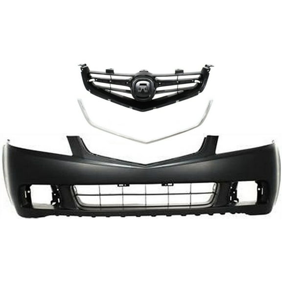 VMVJGLEK Set of 3 Bumper Covers Fascias for Acura for TSX Base 2004-2005 Front Primed with Fog Light Holes 71121SECA01ZA 16500374