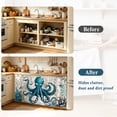 thumbnail image 4 of Coastal Octopus Cabinet Curtain 35"Wx35"L, Dustproof Under Sink Skirt with Self Adhesive Tape, Vintage Beach Teal Coral Nautical Cabinet Curtain Cover for Kitchen Sink, Bathroom Vanity, Laundry Room, 4 of 9