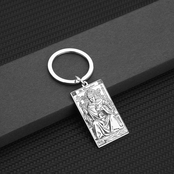 Stainless Steel Tarot Cards Pendant Key Chain Classic Divination Amulet Keyring Women Men Ornament Jewelry Keychain Gift