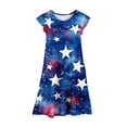 thumbnail image 6 of Girls Short Sleeve Ruffled Dress 4th of July Outfits for Girls, Red White Blue Print Summer Sundress Casual Playwear 15-16 Years, 6 of 6