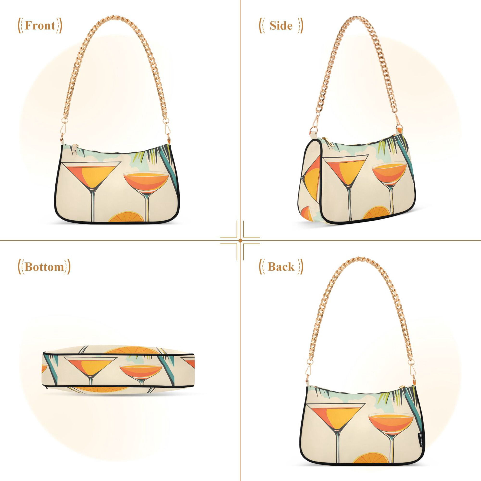 FORMRS Womens Shoulder Bag with Chain Strap Clutch Purse Cute Tote Handbag, Mid Century Glasses