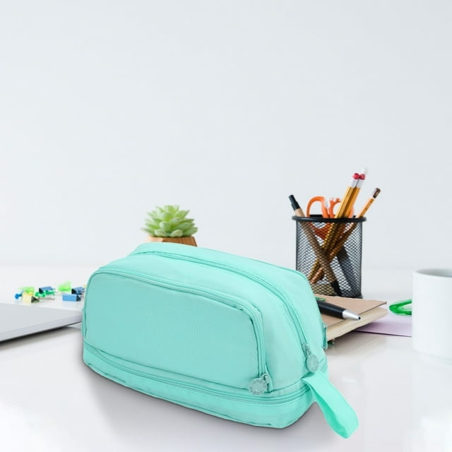 Large Pencil Case Four Window Pencil Box, Solid Color, Large Capacity, Multi-Function Storage Bag for Primary School Students, Stain, Stationery Storage Bag Pencil Cases for Adults