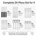thumbnail image 4 of NULAS 24-Piece Silverware Set, Mirror Polish Stainless Steel Flatware Set. Includes Steak Knives, Dishwasher Safe for Home & Restaurant, Gifts, Silver., 4 of 7