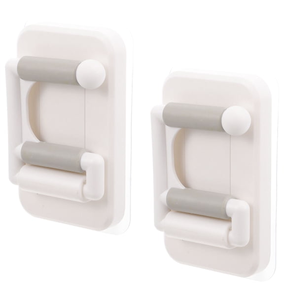 Tineasur 2Pcs Broom Holder Adhesive No Drilling C Type Hook White Plastic for Home Storage