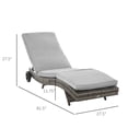 thumbnail image 2 of Outdoor Adjustable Wicker Chaise Lounge Chair with Cushion & Wheels for Patio, Deck, Poolside, Grey, 2 of 7