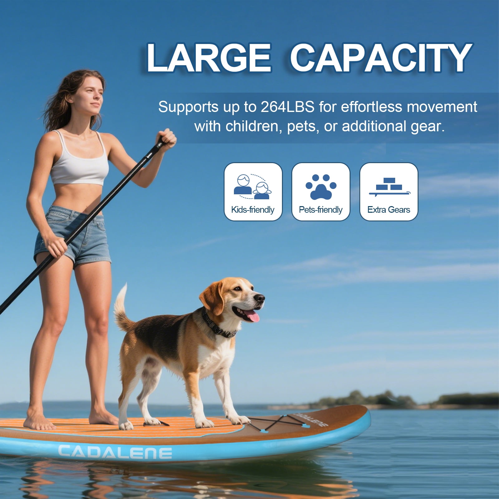 CADALENE 10 ft Inflatable Stand up Paddle Board for Adults & Youth, Anti-Slip SUP Paddleboard with Premium Accessories